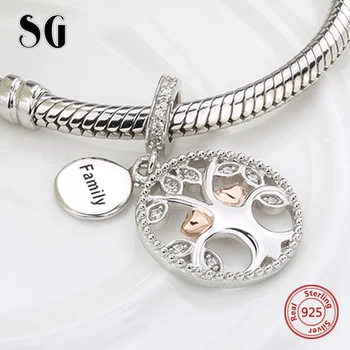 SG 925 silver charms otepľovanie rodinného stromu života, korálky fit autentické pandora náramky šperky čo diy valentines dary