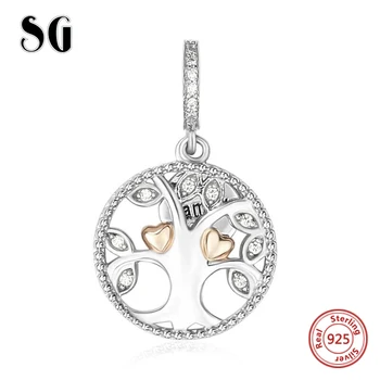 SG 925 silver charms otepľovanie rodinného stromu života, korálky fit autentické pandora náramky šperky čo diy valentines dary