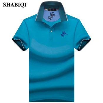 SHABIQI Nové 2018 Módnej Značky Muži Polo tričko Farbou Slim Fit Košele Mužov Bavlnené polo Shirts Bežné Tričko veľkých veľkostiach-10XL