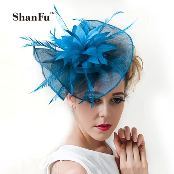 ShanFu Ženy Veľké Kvetinové Svadobné Pierko Klobúk Očarujúce Dievča Sinamay Fascinators Dizajn s Špeciálny Tvar Módne Headpiece12329