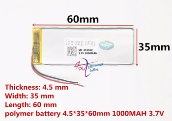 Shenzhen batérie výrobca 1000mah lítium-iónová polymérová batéria 3,7 v 453560 tablet batérie