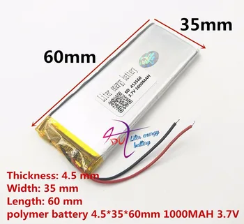 Shenzhen batérie výrobca 1000mah lítium-iónová polymérová batéria 3,7 v 453560 tablet batérie