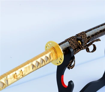 Shijian Ostré Meče Janpanese Samuraj Katana Ručne Kované Vysoko Uhlíkovej Ocele Hliny Tvrdeného Elektrolyticky Pokrývajú Zlatá Čepeľ Meča