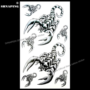 SHNAPIGN Divoký black scorpion Dočasné Tetovanie Body Art Rameno Flash Tetovanie Nálepky 17*10 cm Nepremokavé Falošné Henna Bezbolestné