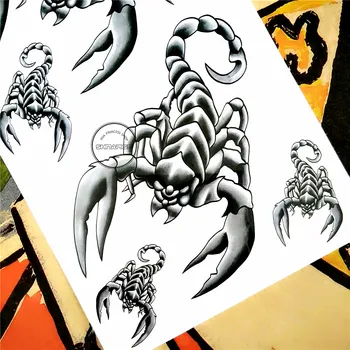SHNAPIGN Divoký black scorpion Dočasné Tetovanie Body Art Rameno Flash Tetovanie Nálepky 17*10 cm Nepremokavé Falošné Henna Bezbolestné
