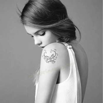 SHNAPIGN Čierne Srdcia Láske, Dočasné Tetovanie Body Art Rameno Flash Tetovanie Nálepky 17*10 cm Nepremokavé Falošné Henna Bezbolestné Nálepky