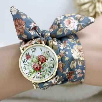 Shsby nový dizajn Dámy kvet handričkou náramkové hodinky zlaté módne ženy šaty hodinky vysoko kvalitnej tkaniny sledovať sladké dievčatá sledovať