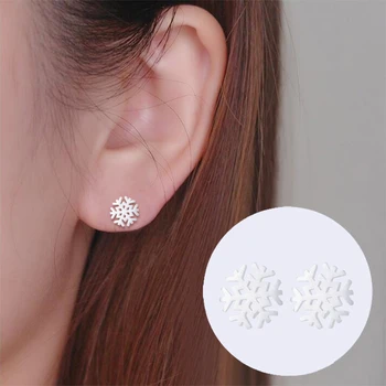Shuangshuo Etnických Snowflake Stud Náušnice pre Ženy Ľadový Kvet Earings Módne Šperky Snowflake Earing Klincami boucle d oreille