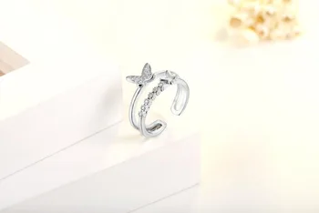 Shuangshuo Nové Módne Nastaviteľné Cystal Buttlerfly Prstene pre Ženy, Otvorené Pár Krúžok Zvierat Šperky Krúžok
