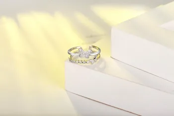 Shuangshuo Nové Módne Nastaviteľné Cystal Buttlerfly Prstene pre Ženy, Otvorené Pár Krúžok Zvierat Šperky Krúžok