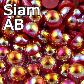 Siam AB Červená Pol Kola perličiek Mix Veľkosti 2 mm 3 mm 4 mm 5 mm 6 mm 8 mm 12 mm imitácia ABS Ploché späť Pearl DIY Nechtov Príslušenstvo šperky