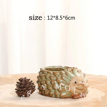 Silikónové formy 3d váza Leží na malý ježko kvetináče roztomilý zvierat ježkovia tvar formy cementu, hliny plesne