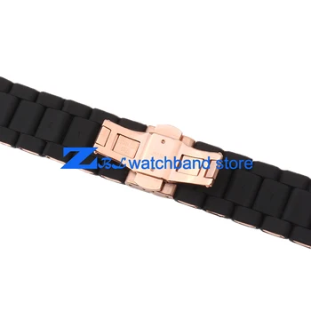 Silikónové Gumy Watchband ružové zlato v Black AR silica gel pre 5905 muž, 23 mm 5906 žena, 20 mm sledovať kapela popruh