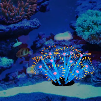 Silikónové Svetelný Žiariace Umelé Coral Rastliny Ornament Výzdoba Pre Akvárium Akváriu Dekorácie 6-Farebný C42