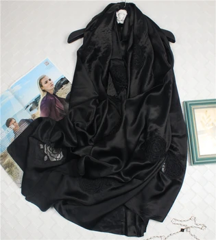 Silk satin hladké dámske módne duté z luxusné výšivky šatku, šál pashmina 105x195cm super veľká veľkosť