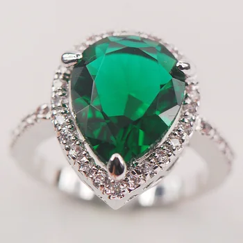 Simulované Emerald Módne 925 Sterling Silver Žena Veľkosť Prsteňa 6 7 8 9 10 F607 Módne Veľkoobchod Šperky Doprava Zadarmo