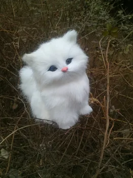 Simulácia mačka realisticky 15x16cm biela mačka, zvuky miaow kitty model prop, domáce dekorácie darček t308