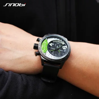 SINOBI Nové Chronograf Hodinky Muž Vojenské náramkové hodinky Vodotesné Ženeve Quartz Hodiny pánske Športové Relogio Masculino Racing