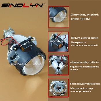 SINOLYN 2,5 palca HID Bixenon Projektor Objektív Svetlomet Šošovky Auta Iris Upínadlá H1 H4 H7 Pre Automobilových Svetlometov Retrofit Automobily