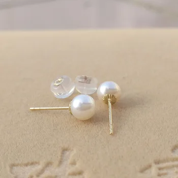 Sinya Klasická 18k gold pearl náušnice Prírodné Reálne Kolo perly stud náušnice v Au750 zlato pre Ženy, dievčatá Mama najlepší darček v roku 2018