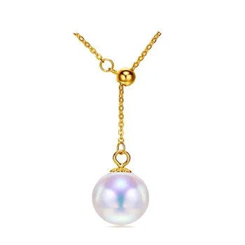 Sinya Moderný Multifunkčný Prívesok 18k Au750 zlatý náhrdelník s prírodným pearl pre ženy, dievčatá milenca Y štýl nastaviteľné reťazca