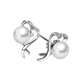 Sinya pearl stud náušnice 925 sterling silver jemné šperky Sladkovodné perly cubic zirconia náušnice pre ženy, matky darček