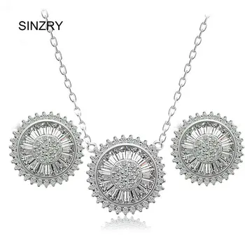 SINZRY CZ šperky AAA Cubic Zirconia Brilantné kolo náhrdelník prívesok náušnice nastaviť kórejský elegantné šperky set pre ženy