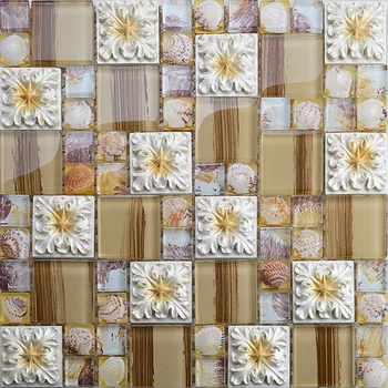 Sklo shell mozaikové dlaždice módne vintage samolepky na stenu puzzle bazén kúpeľňa kuchyňa tapety backsplash sprcha dlaždice