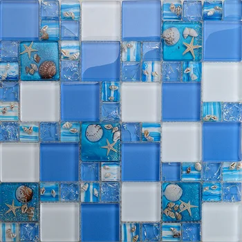 Sklo shell mozaikové dlaždice módne vintage samolepky na stenu puzzle bazén kúpeľňa kuchyňa tapety backsplash sprcha dlaždice