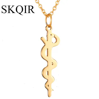SKQIR 2017 Lekárske Prívesok Náhrdelníky Had Znamení Módy Ženy Šperky v Pohode Žena Muž z Nehrdzavejúcej Ocele Náhrdelník Zlata Reťazca