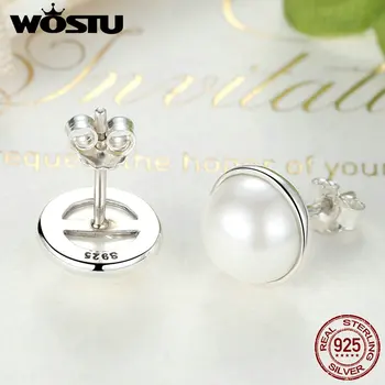 Skutočné 925 Sterling Silver Elegantné Krásu Stud Náušnice S Bielou Perlou Pre Ženy Kompatibilný S WST Šperky S925 Darček