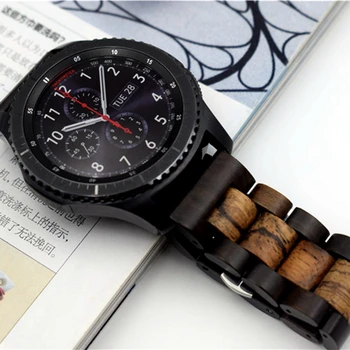 Skutočné Drevené ručne sledovať kapela popruhy pre Samsung Výstroj S3 Klasické Hranici 22 mm watchbands