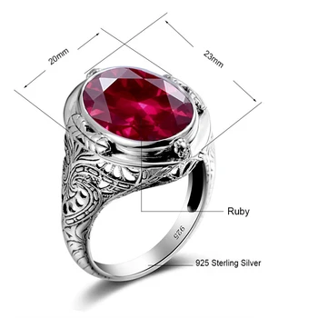 Skutočné Jedinečný Rakúskej 925 Sterling Silver Ring s Ruby Kamene pre Mužov Vintage Crystal Fashion Luxusné Ženy Strany Šperky