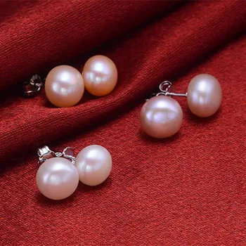 Skutočné kvalitných Prírodných Pearl náušnice pre ženy 925 Sterling Silver 5-10 mm Prírodné Perly stud náušnice Šperky Darček