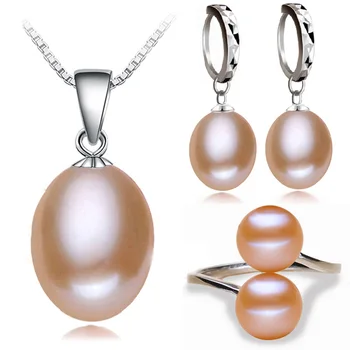 Skutočné sladkovodné perly šperky set ženy,prírodné perly sady 925 sterling silver šperky dievča narodeniny zásnubný dar najvyššej kvality