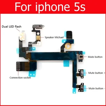 Skutočné Stlmiť a Objemu& Power Flex Kábel pre iPhone 4 4S 5 5S 5C Volume & vypínač on/off na páse s nástrojmi flex kábel, náhradný