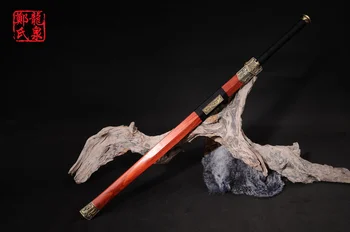Skutočné Čínsky Veľký Meč 1065 Ocele Čepeľ Červená Pokovovanie Vyrytý Vzor Metal Craft Domáce Dekorácie