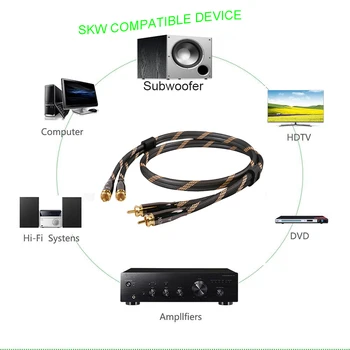 SKW hi-end hi-fi Stereo Digitálny Koaxiálny Audio kábel 2 RCA-2 RCA Samec Samec pre reproduktor CD zosilňovač, Subwoofer, TV Hometheatr