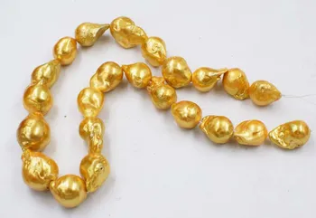 Sladkovodná perla žltá reborn keshi 15-22 mm voľné korálky prírody korálky na výrobu šperkov náhrdelník 14inch FPPJ veľkoobchod