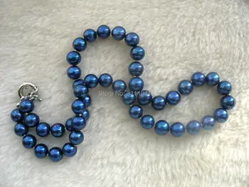 Sladkovodné perly v BLÍZKOSTI KOLO hlboké modré 8-9 mm náhrdelník 18-palcové FPPJ veľkoobchod korálky prírody