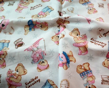 Sladké 50x160cm Hudby Pink Lady Medveď bavlna twill bavlnená Tkanina pre DIY deti posteľná bielizeň bábika šaty vankúše prešívanie textílie