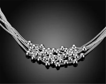 Sladké a romantické 925 sterling silver náhrdelník pre ženy 18 palcov šesť party line svetlo perličiek strieborný náhrdelník