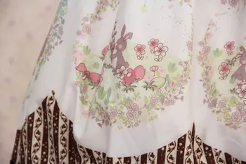 Sladké Lolita Princezná Prekladané Easter Bunny a Vajcia Vytlačené Sukne s Vrstvami Volánikmi Doprava Zadarmo