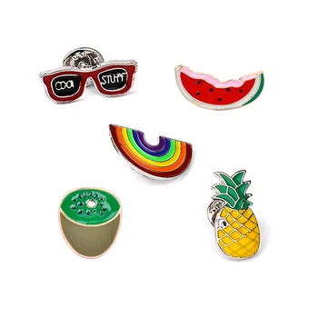 Slnečné Okuliare Rainbow Melón Kiwi, Banány, Ananás, Cartoon Ovocie Smalt Brošňa Kolíky Módna Bunda Golier Klobúk Dekorácie Brošne