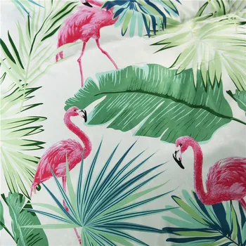 Slnovrat bytový Textil Flamingo Dospelých&Teen posteľná bielizeň Nastaviť Tropických Rastlín Perinu obliečka na Vankúš List Bedlinen Kráľ-Twin Veľkosť 3/4Pcs