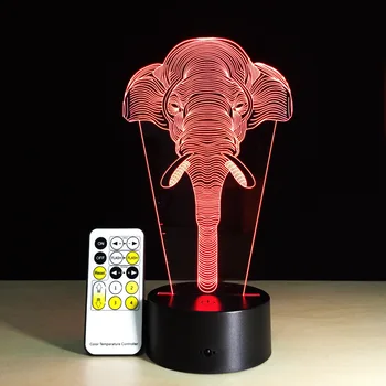 Slon 3D Ilúziu, Detský Spací Atmosféru Svetlo Farebné LED Lampa Detská Hračka Narodeniny Prázdninový Darček USB Touch Alebo Diaľkové Ovládanie