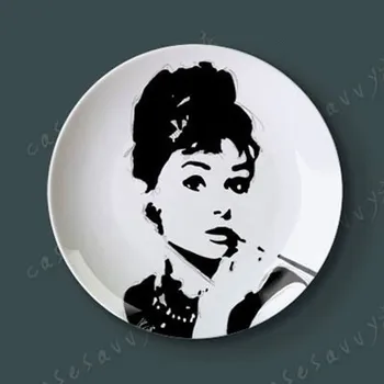 Slávny Filmový, divadelný Herec, Audrey Hepburn Dekoratívne Dosky Abstraktné Stene Visí Plavidlá Jedlo Home/hotel Dekor Veľkoobchod 8 Palec