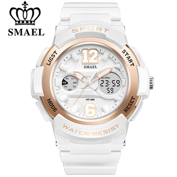 SMAEL Sledovať Ženy značky luxusné Módne Bežné quartz hodinky koža sport Lady relojes mujer Šaty Digitalwristwatch Dievča Hodiny