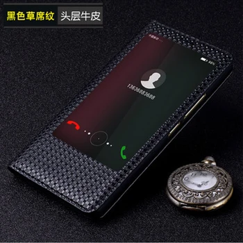 Smart Zapnutie/vypnutie Telefónu Prípade s Oknom Dizajn Business pravej Kože Flip Prípade ochranný Kryt Kože pre Huawei Honor V9