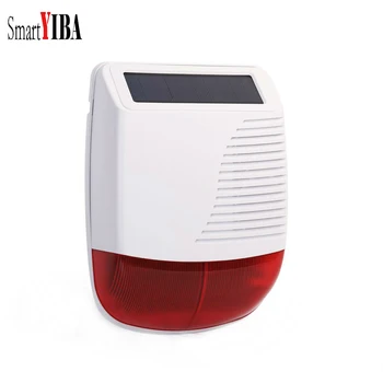 SmartYIBA Bezdrôtové Vonkajšie Slnečné Siréna Blikajúce Červené Svetlo Strobo Siréna Solárny Panel Power s Battery Alarm Systém 110dB